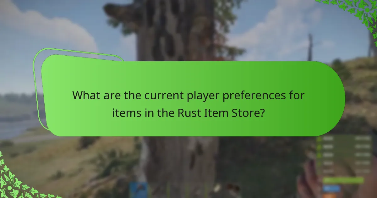 What are the current player preferences for items in the Rust Item Store?